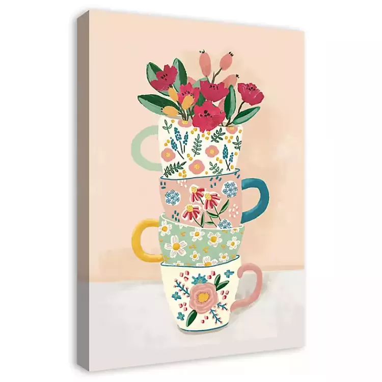 Stacked Floral Mugs Canvas Art Print>Kirklands Home Shop
