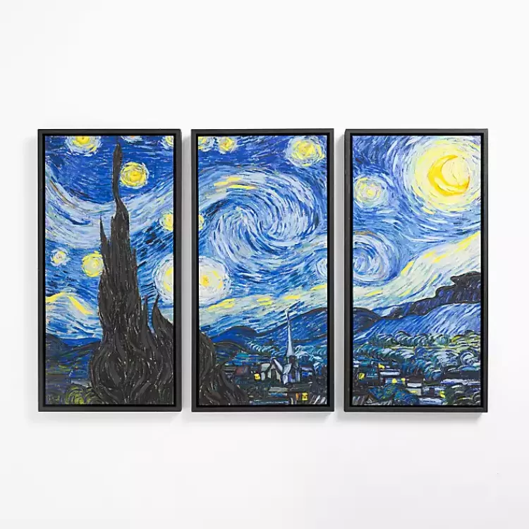 Starry Night Framed Canvas Art Prints, Set of 3>Kirklands Home Clearance