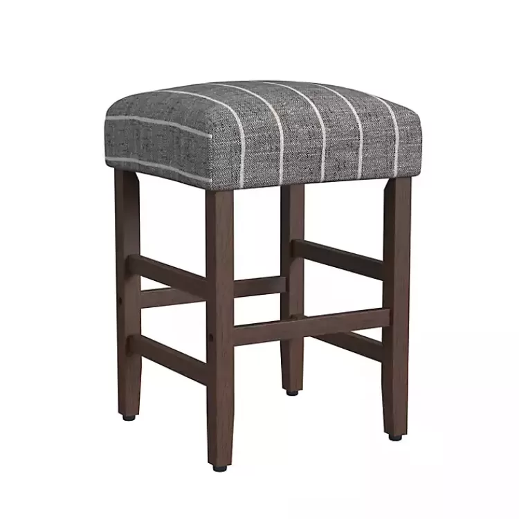 Steel Blue and White Striped Backless Stool>Kirklands Home Online