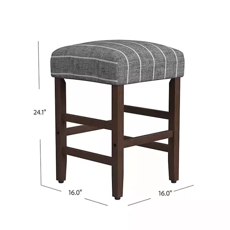 steel_blue_and_white_striped_backless_stool_3.webp Steel Blue and White Striped Backless Stool>Kirklands Home Online