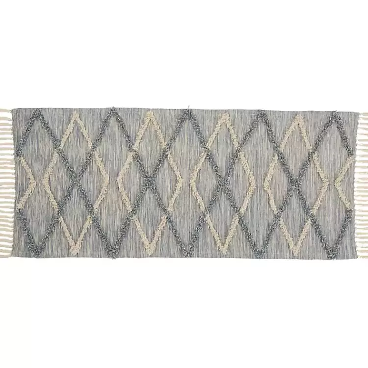 Steel Blue Raised Texture Chevron Runner, 2x6>Kirklands Home Shop