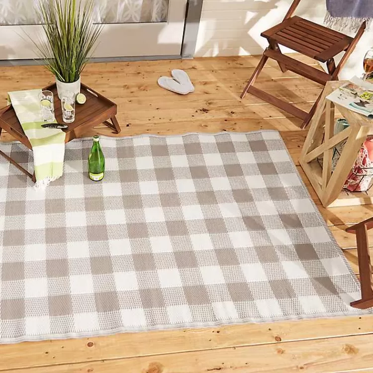 stone__white_buffalo_check_outdoor_area_rug_x_6.webp Stone & White Buffalo Check Outdoor Area Rug, 4x6>Kirklands Home New