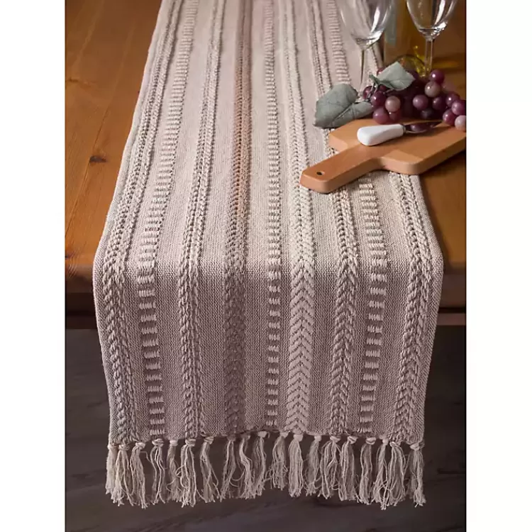 Stone Braided Stripe Table Runner, 108 in.>Kirklands Home Best Sale