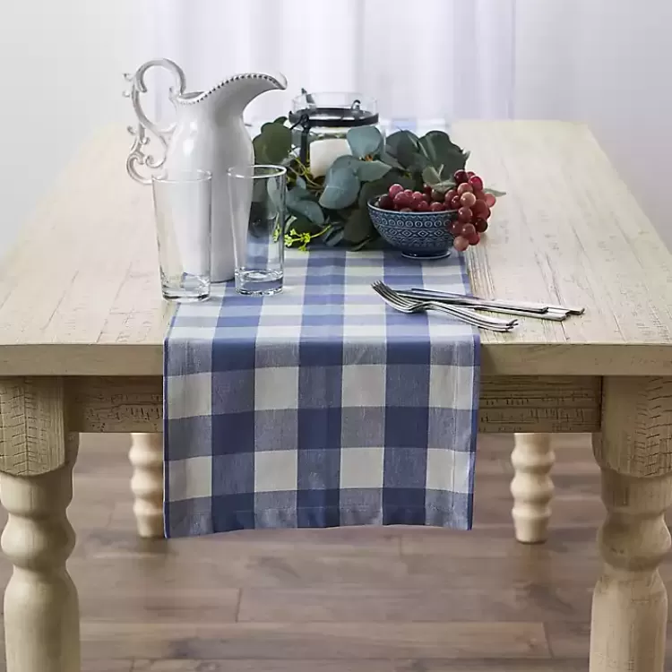 stonewash_blue_buffalo_check_table_runner__in_2.webp Stonewash Blue Buffalo Check Table Runner, 72 in.>Kirklands Home Cheap