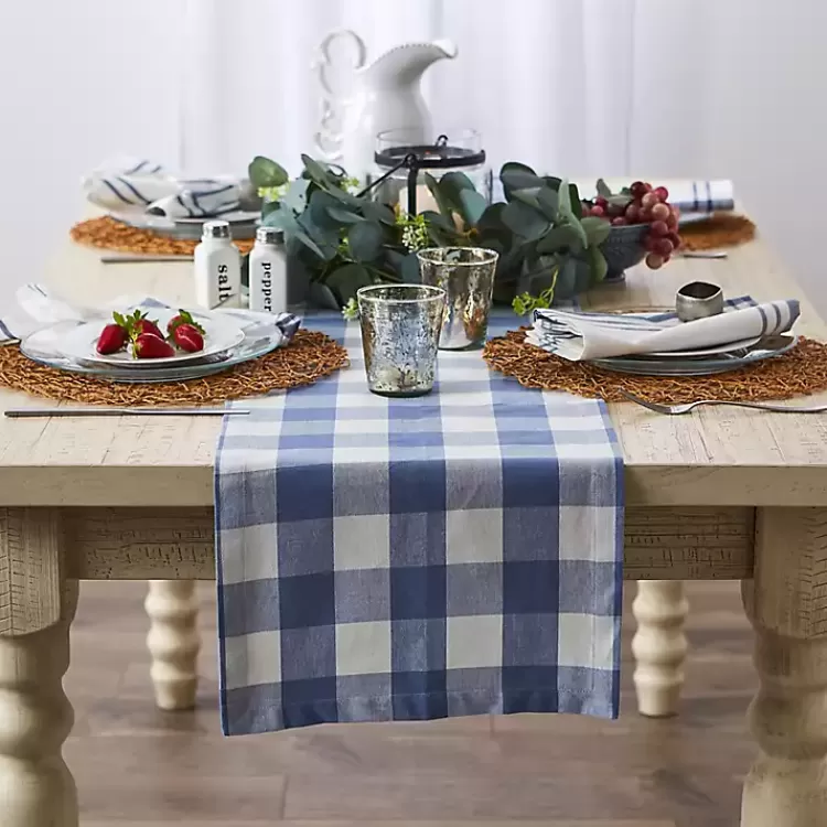 stonewash_blue_buffalo_check_table_runner__in_3.webp Stonewash Blue Buffalo Check Table Runner, 72 in.>Kirklands Home Cheap