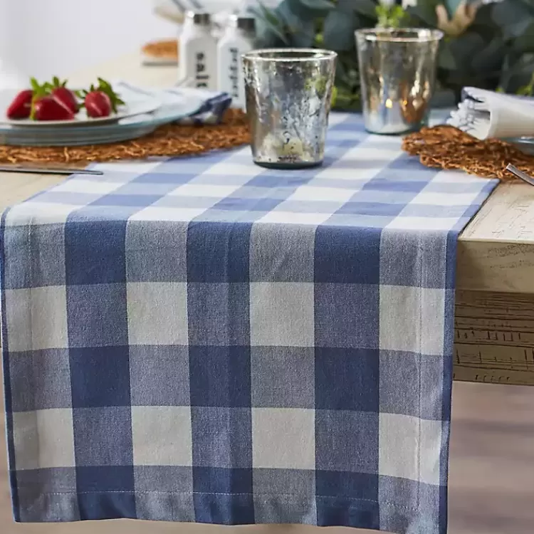 stonewash_blue_buffalo_check_table_runner__in_4.webp Stonewash Blue Buffalo Check Table Runner, 72 in.>Kirklands Home Cheap