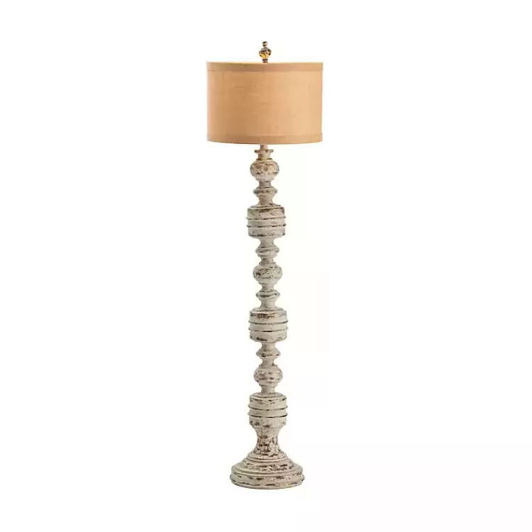 Stonewashed Gray Carved Base Floor Lamp>Kirklands Home Sale