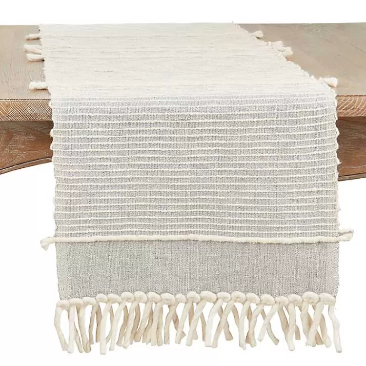 Striped Chunky Fringe Table Runner>Kirklands Home Shop
