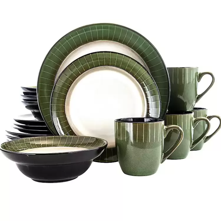 Striped Jade Trim 16-pc. Dinnerware Set>Kirklands Home New