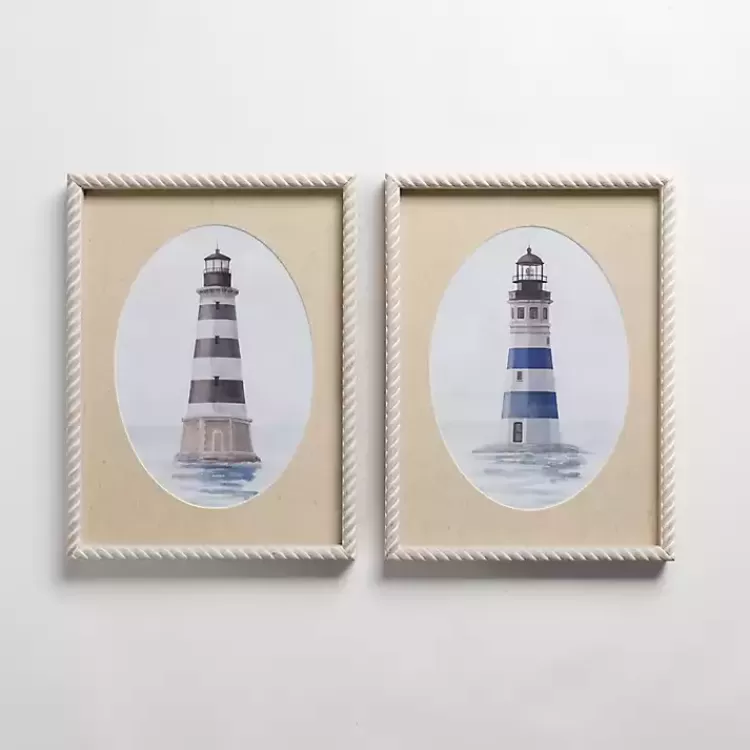 Striped Lighthouse Framed Art Prints, Set of 2>Kirklands Home Outlet