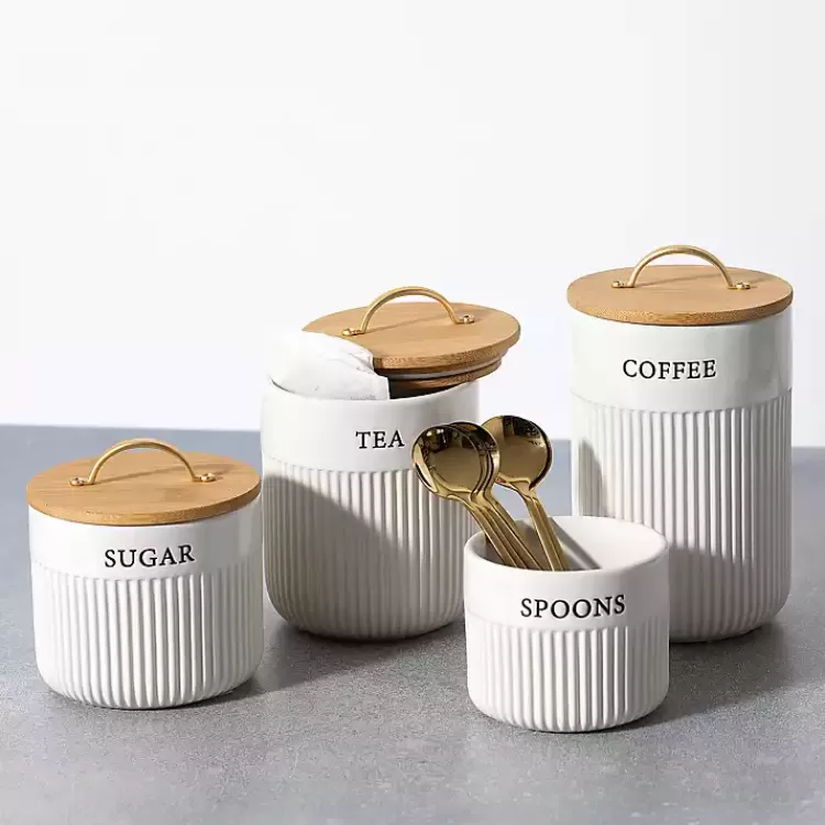 Sugar Ribbed Ceramic Canister>Kirklands Home Best