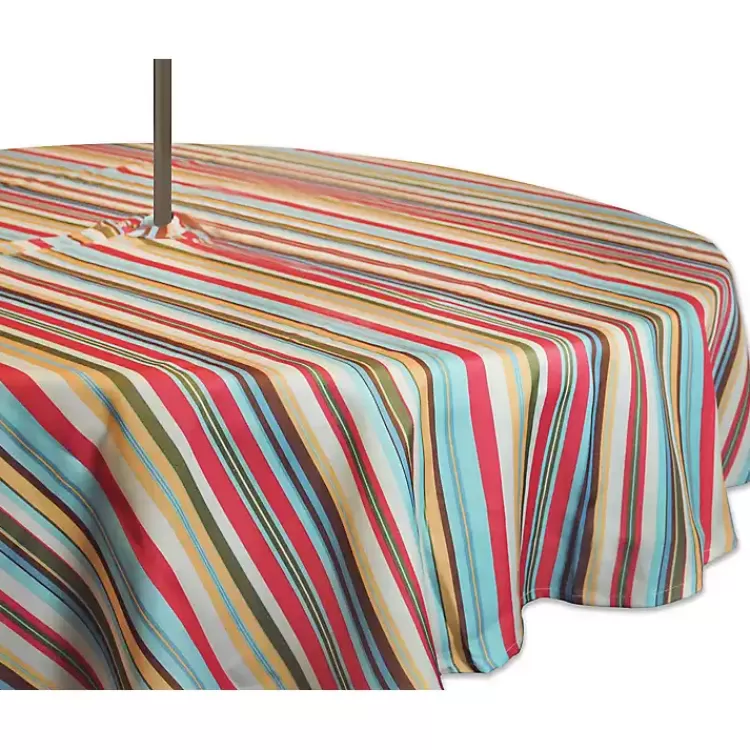 Summer Stripe Outdoor Round Zipper Table Cloth>Kirklands Home Discount