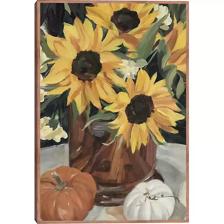 Sunflower Vase and Pumpkins Framed Canvas Print>Kirklands Home Sale
