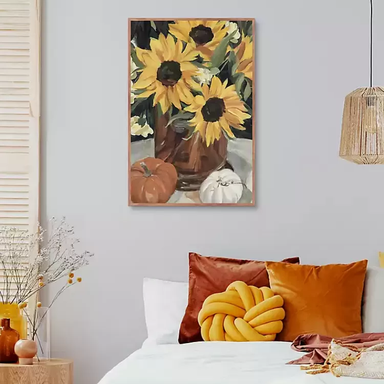 Sunflower Vase and Pumpkins Framed Canvas Print>Kirklands Home Sale