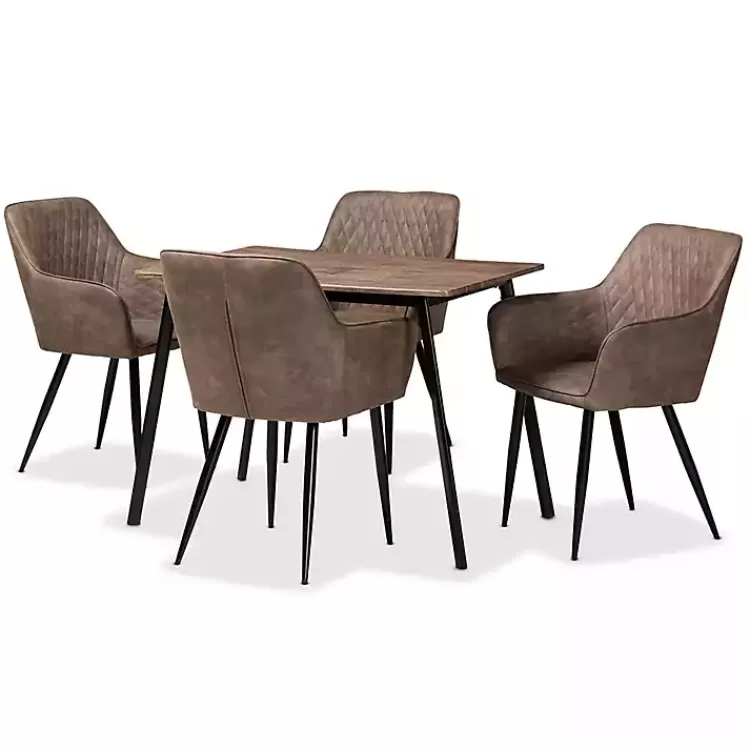 Table and Leather Bucket Chairs 5-pc. Dining Set>Kirklands Home New