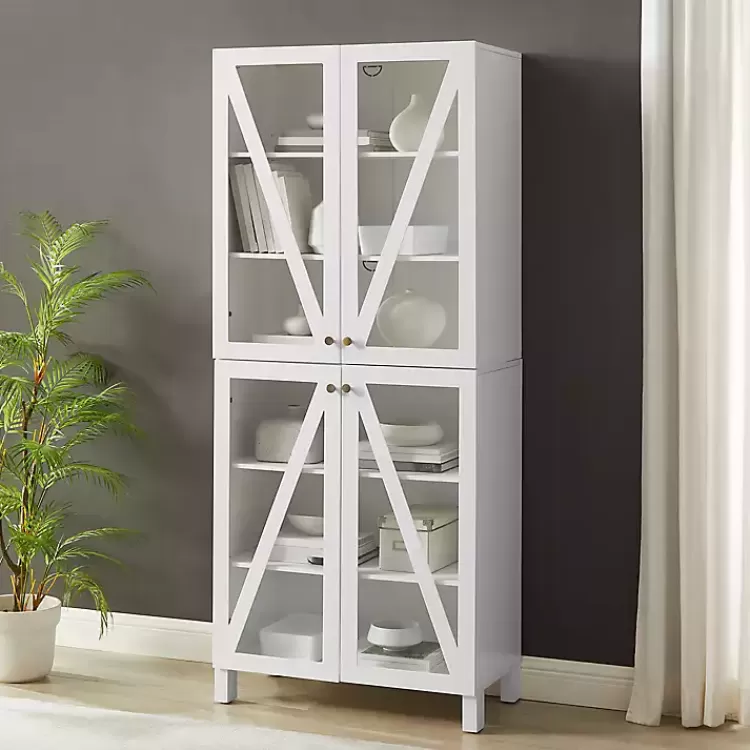 tall_white_triangle_door_wood_cabinet_4.webp Tall Triangle 4-Door Wood Cabinet>Kirklands Home Discount