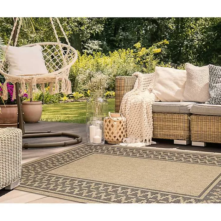 tan__black_zig_zag_indooroutdoor_area_rug_x_6.webp Tan & Black Zig Zag Indoor/Outdoor Area Rug, 5x7>Kirklands Home Clearance