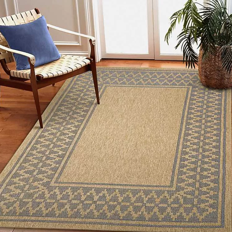 Tan & Navy Zig Zag Indoor/Outdoor Area Rug, 7x9>Kirklands Home Sale