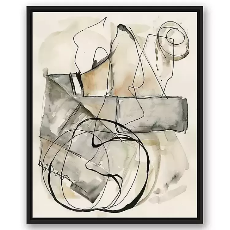 Tan and Black Abstract Framed Canvas Art Print>Kirklands Home Outlet
