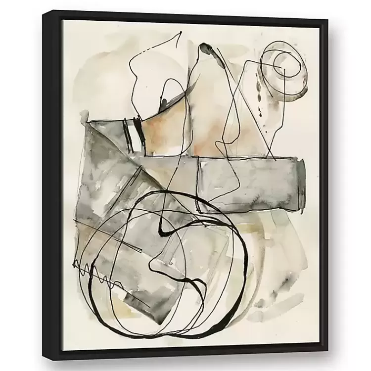 Tan and Black Abstract Framed Canvas Art Print>Kirklands Home Outlet