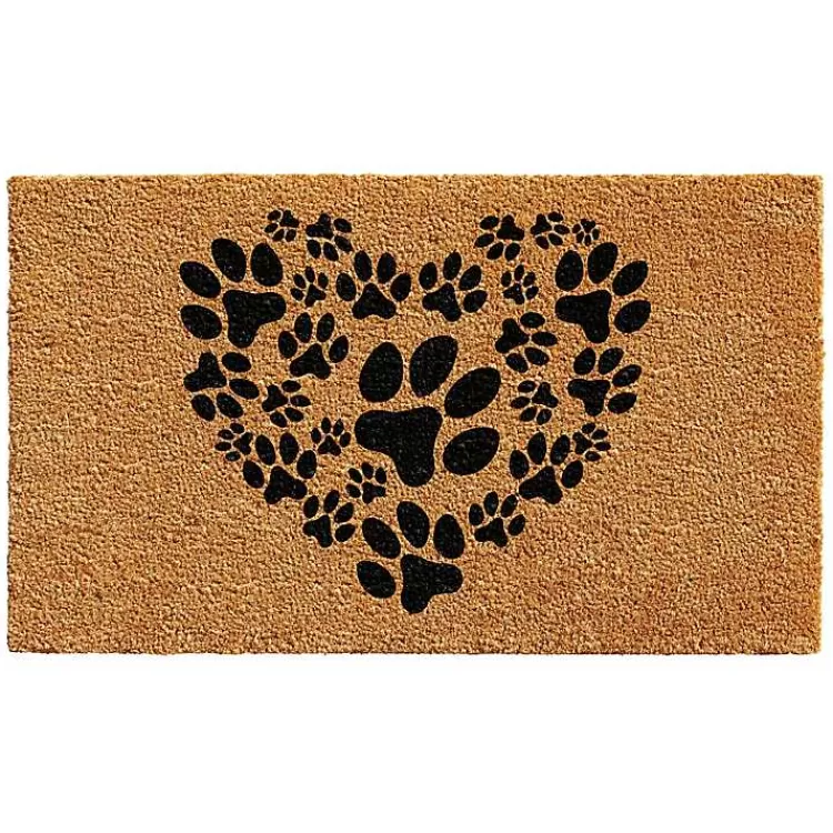 Tan and Black Coir Heart Paws Doormat, 17x29>Kirklands Home Best