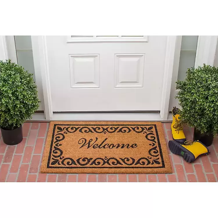 tan_and_black_scroll_welcome_doormat_x_in_2.webp Tan and Black Scroll Welcome Doormat, 36x24 in.>Kirklands Home Online