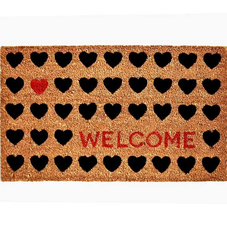 Tan and Black Welcome Heart Doormat>Kirklands Home Cheap