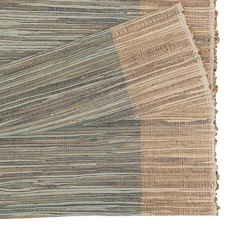 Tan and Blue Shimmer Banded Table Runner>Kirklands Home Cheap