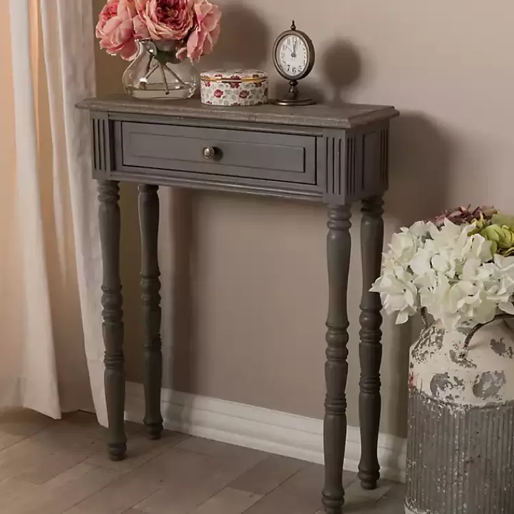 Tan and Gray Ornate Ball Turned Console Table>Kirklands Home Online
