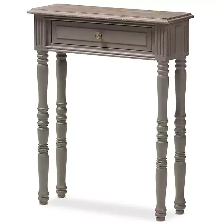 Tan and Gray Ornate Ball Turned Console Table>Kirklands Home Online