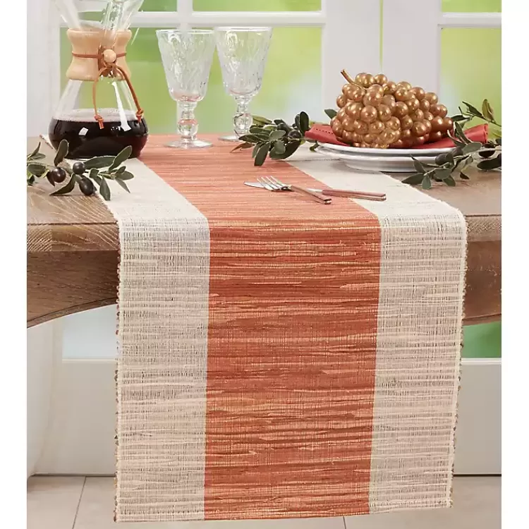 tan_and_orange_shimmer_banded_table_runner_2.webp Tan and Orange Shimmer Banded Table Runner>Kirklands Home Cheap