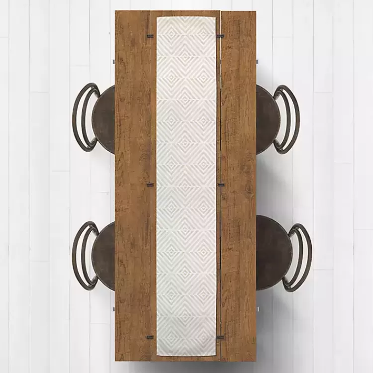 Tan and White Diamond Table Runner, 90 in.>Kirklands Home New