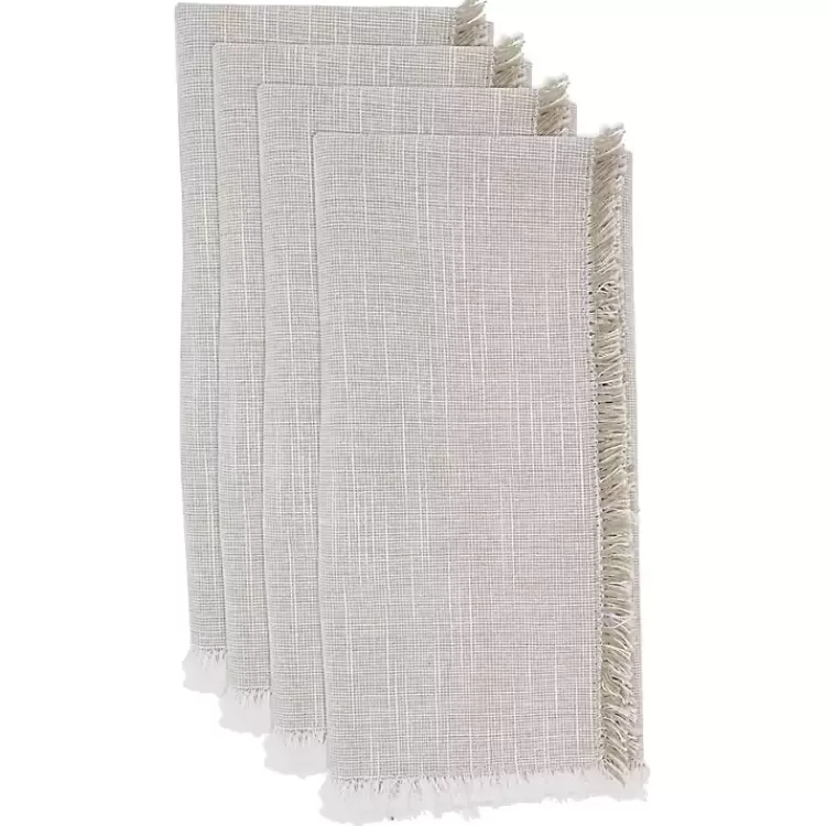 Tan and White Two-Tone Fringe Napkins, Set of 4>Kirklands Home Fashion