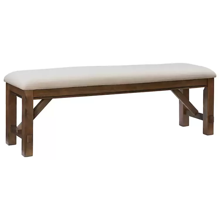Basketweave Upholstered Wood Bench>Kirklands Home Sale