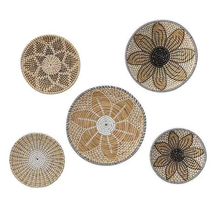 Tan Bohemian Seagrass 5-pc. Wall Plaque Set>Kirklands Home Shop