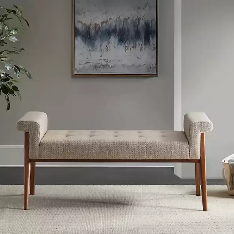 Button Tufted Wood Bench>Kirklands Home Shop