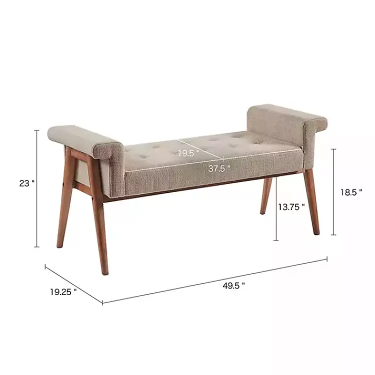 tan_button_tufted_wood_bench_8.webp Button Tufted Wood Bench>Kirklands Home Shop