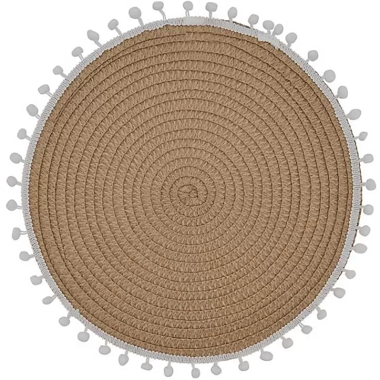 tan_circular_pom_pom_placemats_set_of__2.webp Circular Pom Pom Placemats, Set of 4>Kirklands Home Shop