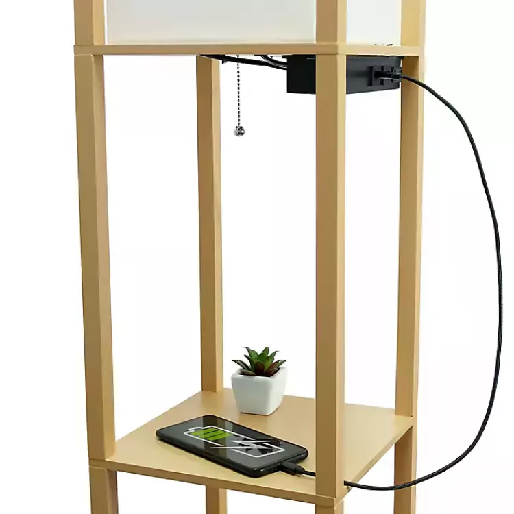 tan_etagere_shelf_charging_floor_lamp_8.webp Etagere Shelf Charging Floor Lamp>Kirklands Home Clearance