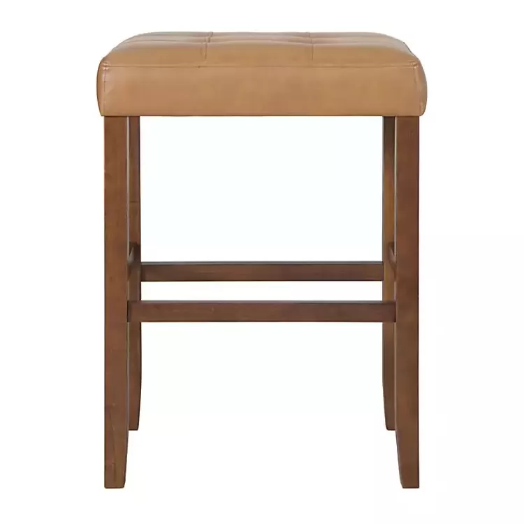 tan_faux_leather_madison_walnut_bar_stool_5.webp Faux Leather Madison Walnut Bar Stool>Kirklands Home Online