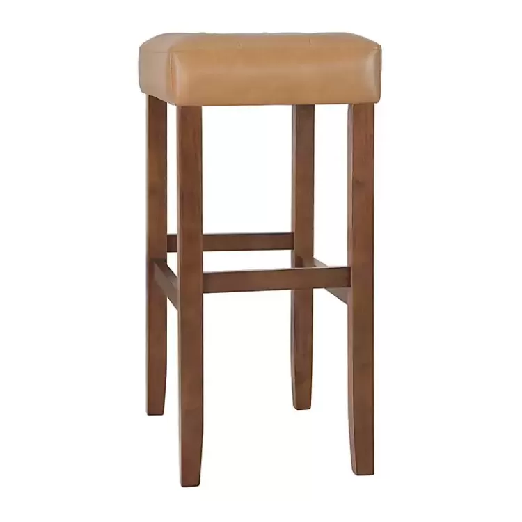 tan_faux_leather_madison_walnut_bar_stool_6.webp Faux Leather Madison Walnut Bar Stool>Kirklands Home Online