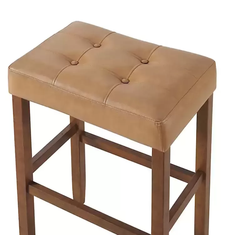 tan_faux_leather_madison_walnut_bar_stool_7.webp Faux Leather Madison Walnut Bar Stool>Kirklands Home Online