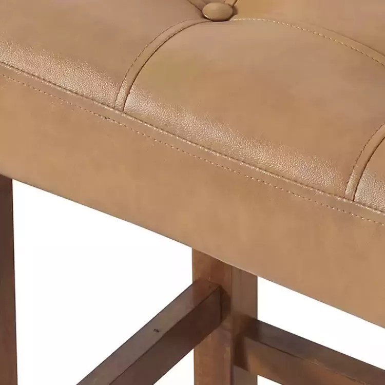 tan_faux_leather_madison_walnut_bar_stool_9.webp Faux Leather Madison Walnut Bar Stool>Kirklands Home Online