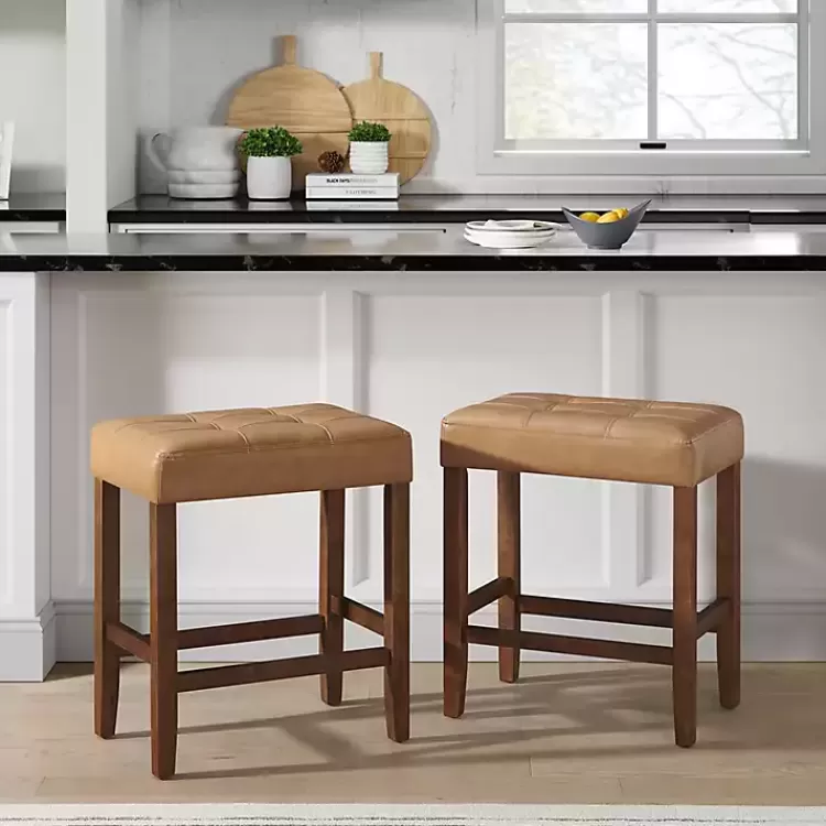 tan_faux_leather_madison_walnut_counter_stool_4.webp Faux Leather Madison Walnut Counter Stool>Kirklands Home Online