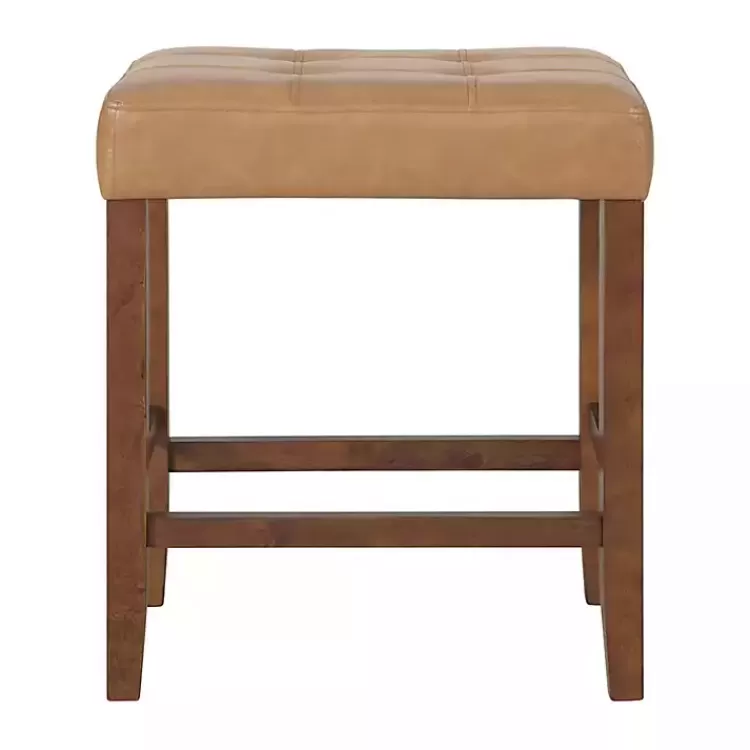 tan_faux_leather_madison_walnut_counter_stool_5.webp Faux Leather Madison Walnut Counter Stool>Kirklands Home Online