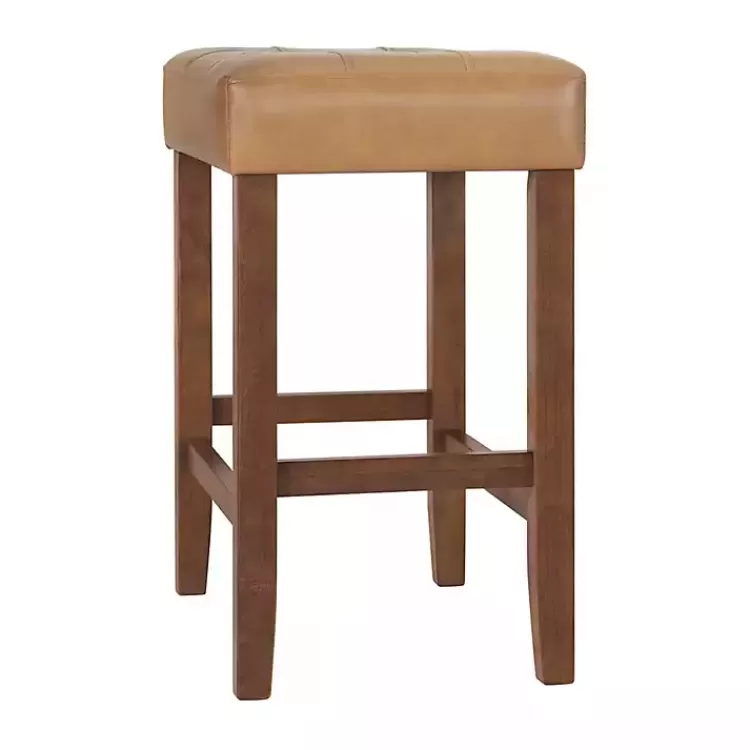 tan_faux_leather_madison_walnut_counter_stool_6.webp Faux Leather Madison Walnut Counter Stool>Kirklands Home Online