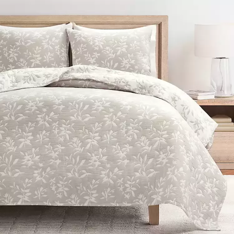Tan Floral Reversible 3-pc. Full/Queen Quilt Set>Kirklands Home Sale