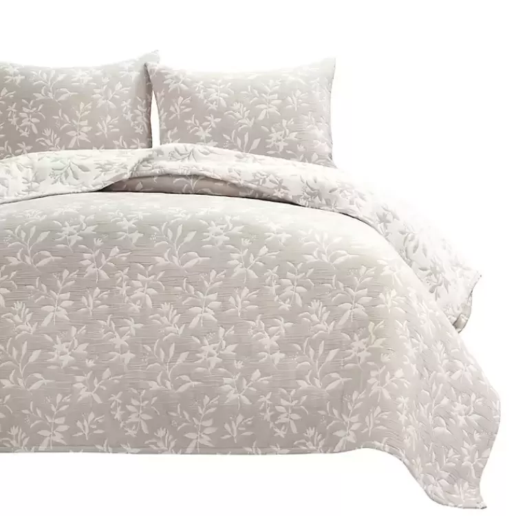 Tan Floral Reversible 3-pc. King Quilt Set>Kirklands Home Flash Sale