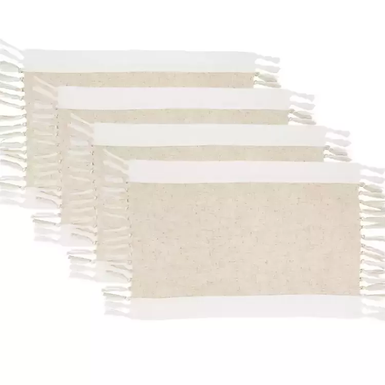 tan_fringed_two_tone_pc_placemat_set_3.webp Tan Fringed Two Tone 4-pc. Placemat Set>Kirklands Home Clearance