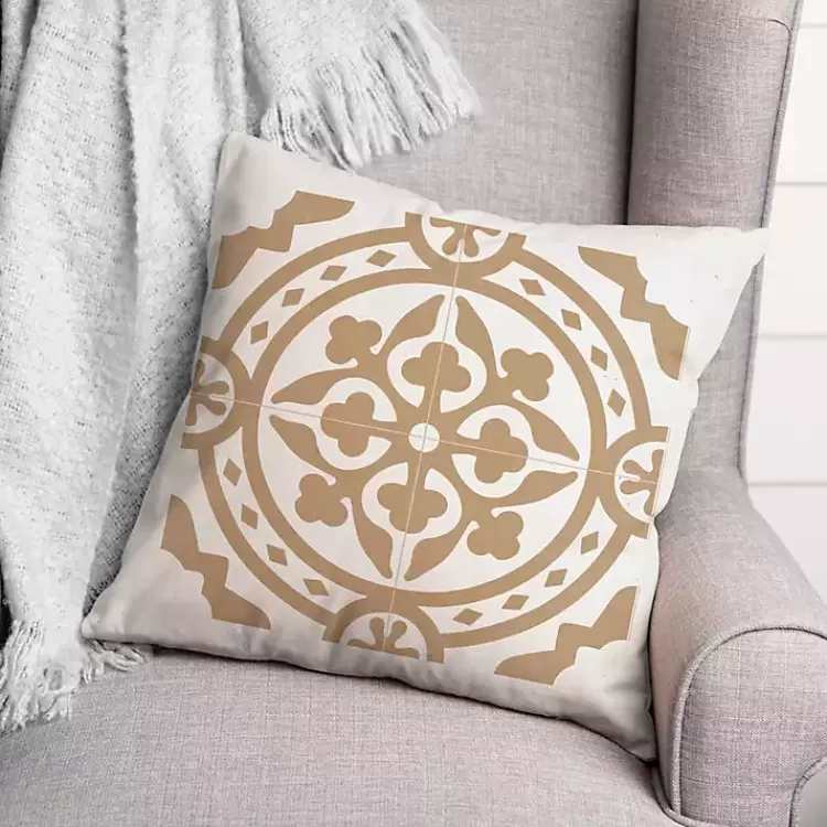 Tan Medallion Tile Indoor/Outdoor Pillow>Kirklands Home Flash Sale